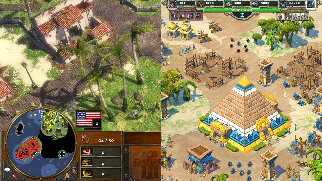 Screenshots of Age of Empires 3 and Age of Empires Online